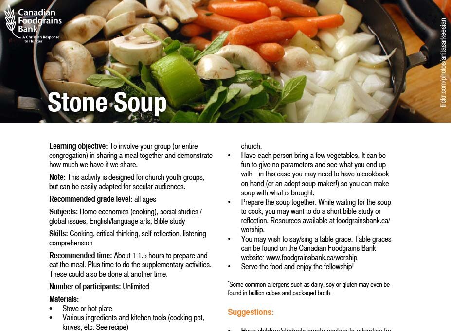 Stone soup group activity page