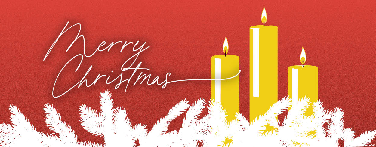 Merry Christmas header with candles